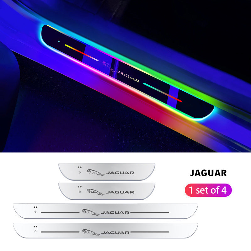 Wireless LED Color-Changing Ambient Door Sill Lights - Auto Welcome Projection Scuff Plate with Smart Motion Sensor