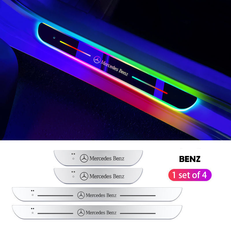 Wireless LED Color-Changing Ambient Door Sill Lights - Auto Welcome Projection Scuff Plate with Smart Motion Sensor