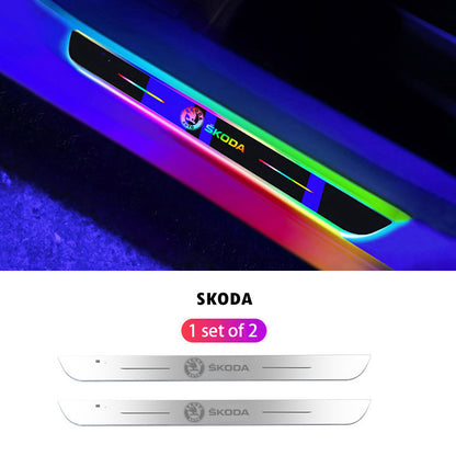 Wireless LED Color-Changing Ambient Door Sill Lights - Auto Welcome Projection Scuff Plate with Smart Motion Sensor