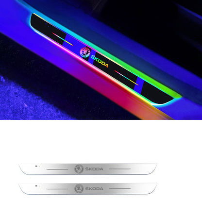 Wireless LED Color-Changing Ambient Door Sill Lights - Auto Welcome Projection Scuff Plate with Smart Motion Sensor