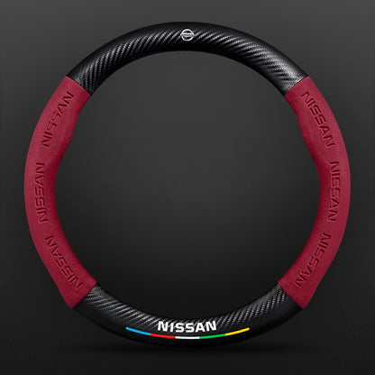 High Strength Carbon Fiber Suede Steering Wheel Cover - Anti-slip, Wear-resistant, Heat Stable, Stylish