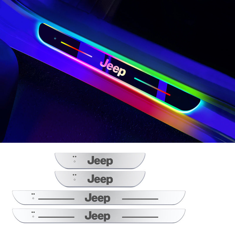 Wireless LED Color-Changing Ambient Door Sill Lights - Auto Welcome Projection Scuff Plate with Smart Motion Sensor