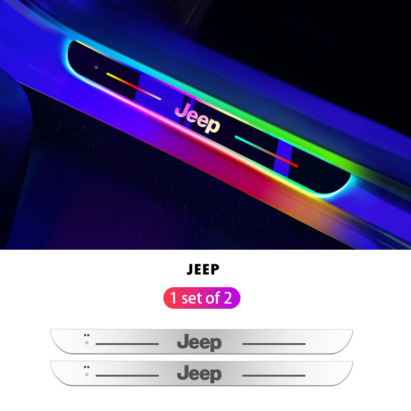 Wireless LED Color-Changing Ambient Door Sill Lights - Auto Welcome Projection Scuff Plate with Smart Motion Sensor
