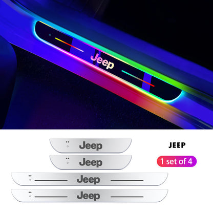 Wireless LED Color-Changing Ambient Door Sill Lights - Auto Welcome Projection Scuff Plate with Smart Motion Sensor